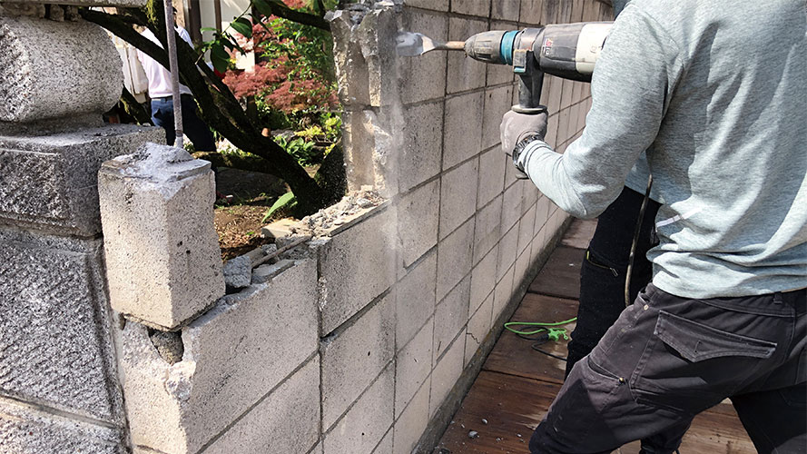 茨城県のブロック塀の解体工事